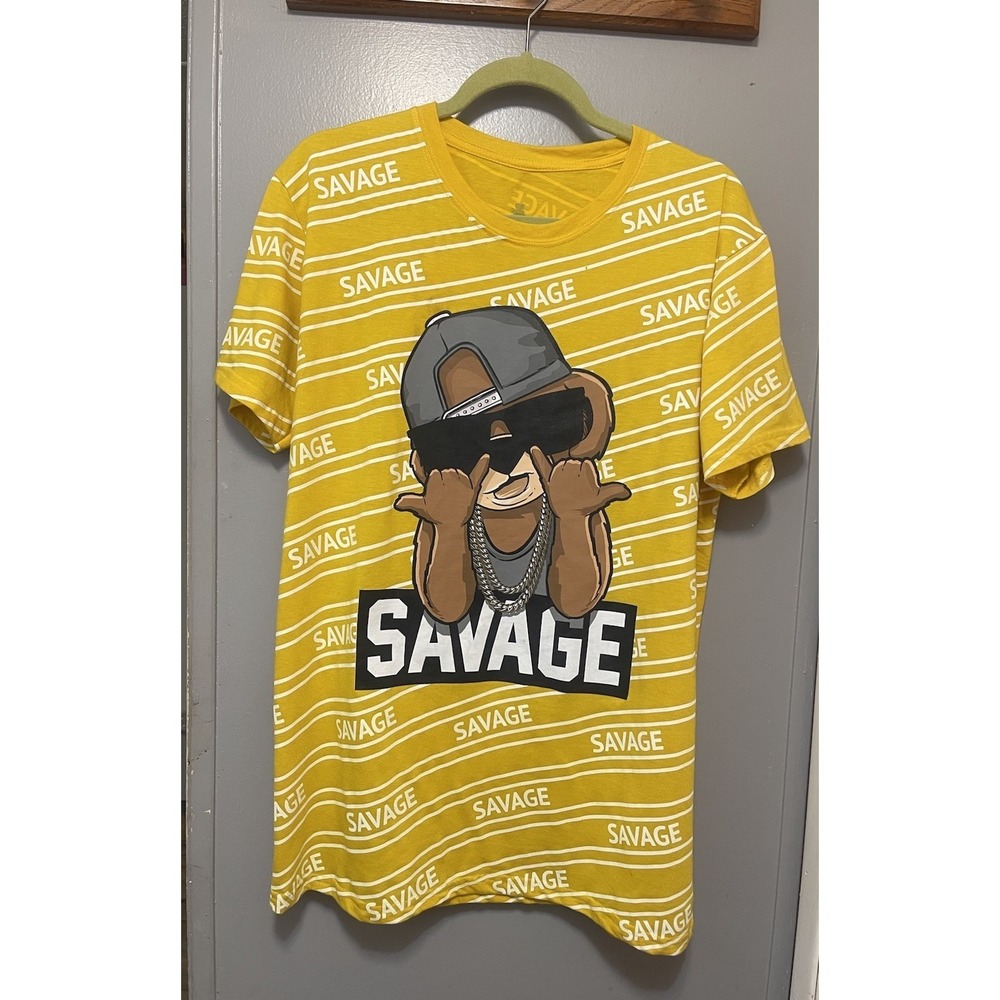Fresh Laundry "Savage "Yellow Men's T-Shirt Size Large